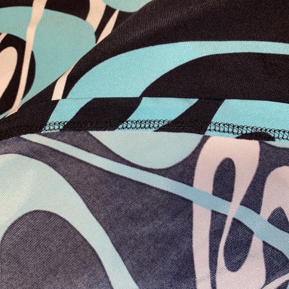 Lily Black Geo Sky Blue Swirls Print Sleeveless Dress - Picture 8 of 11